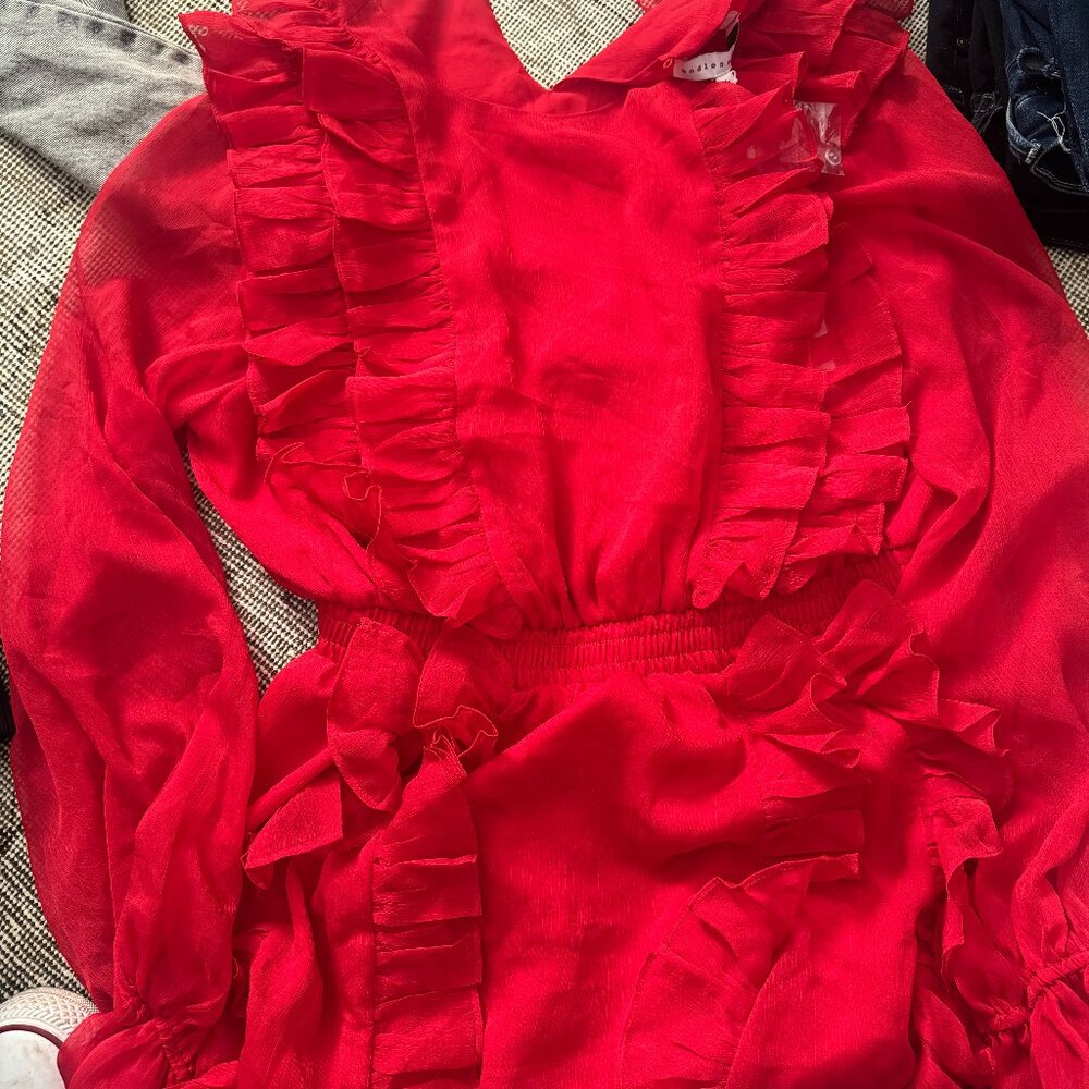 Endless Rose Round Neck Ruffled Mini Dress